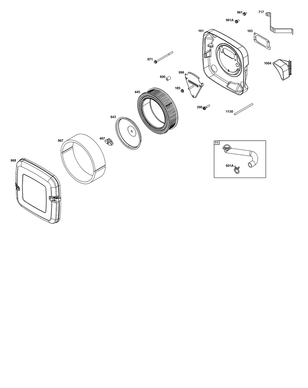 Air Cleaner Group Diagram and Parts List for 385777-0010-B5  Briggs and Stratton Engine